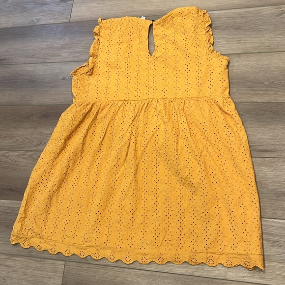 Knox Rose Mustard Color Sleeveless Top Ruffles, Eyelet, Empire Waist - Picture 10 of 12